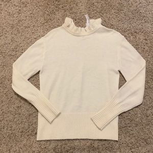 J.Crew Wool-blend Ivory Ruffle Neck Sweater Small NWT